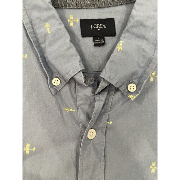J.CREW Button Down Blue Air Plane Print Long Sleeve Men's Shirt Size L - Picture 5 of 6